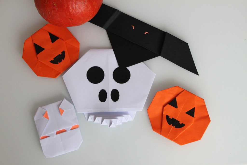 origami-halloween-fantome- citrouille